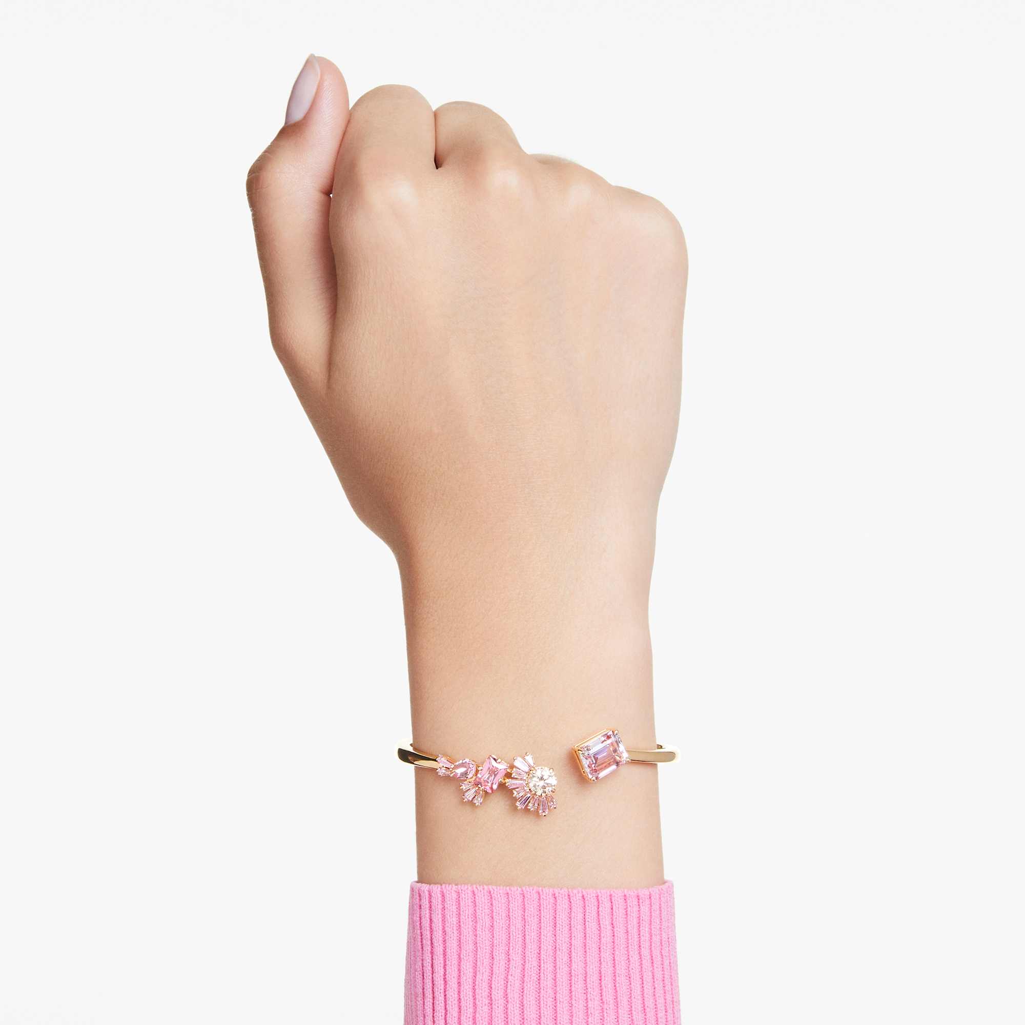 gema-bangle-mixed-cuts-pink-gold-tone-plated-swarovski-5688481