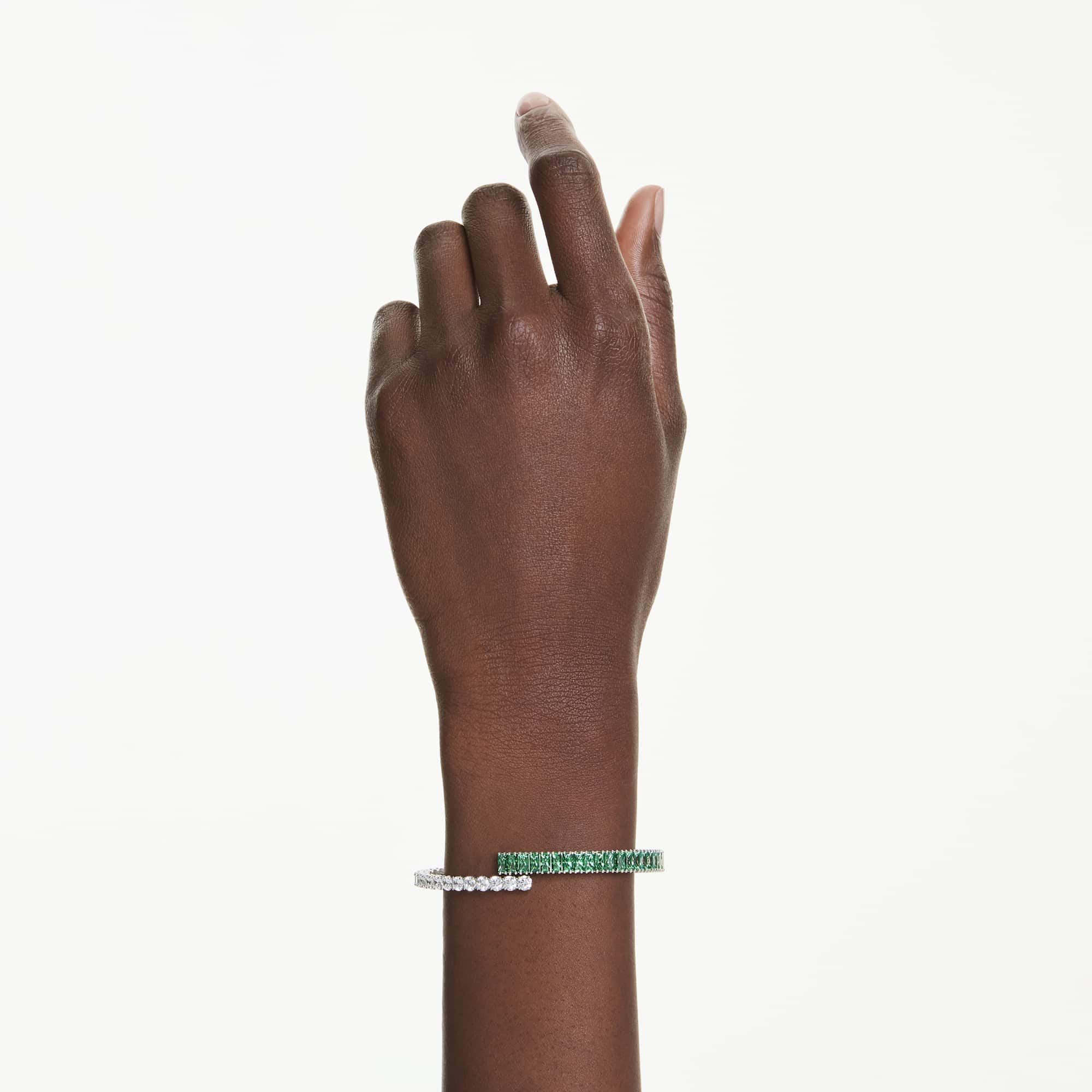matrix-bangle-mixed-cuts-green-rhodium-plated-swarovski-5722460
