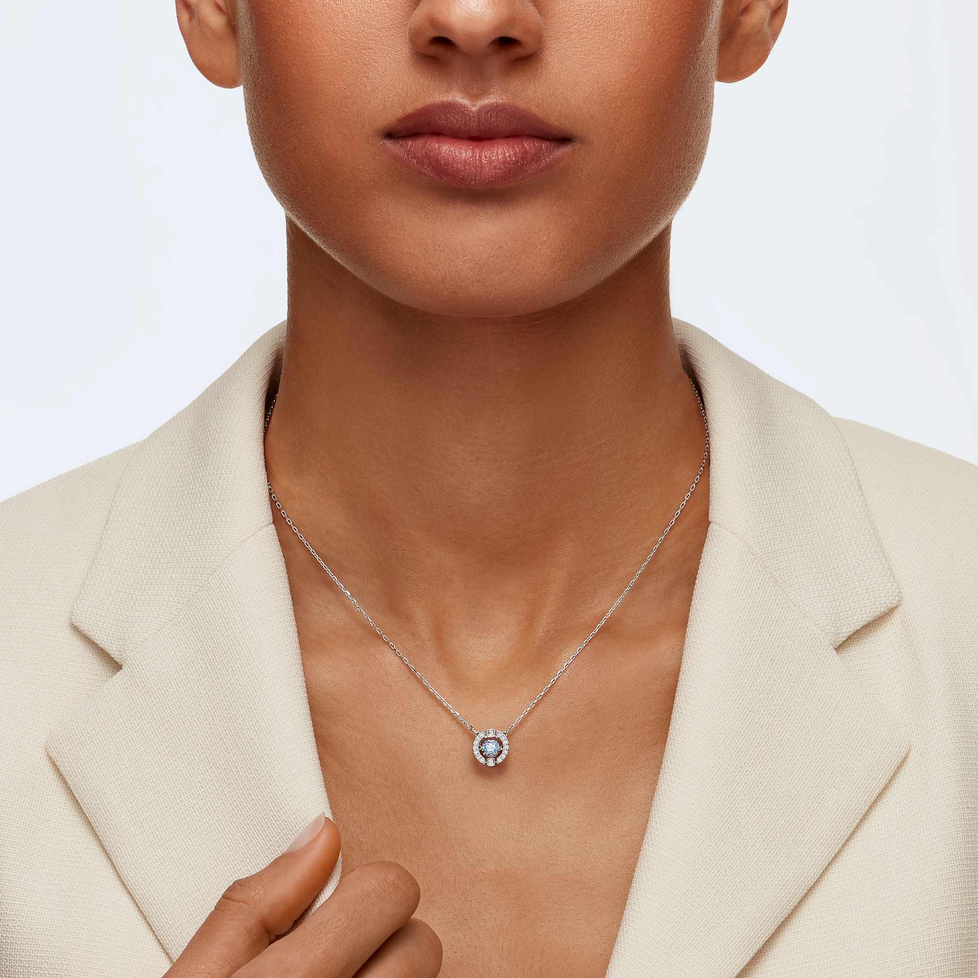 una-necklace-round-cut-blue-rhodium-plated-swarovski-5279425